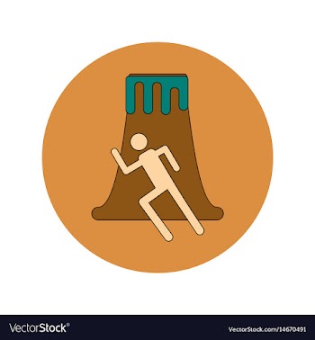 In flat design of volcano and vector image