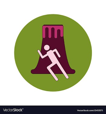 In flat design of volcano and vector image