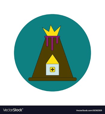In flat design of volcano vector image