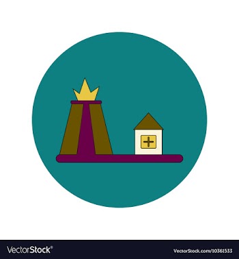 In flat design of volcano vector image