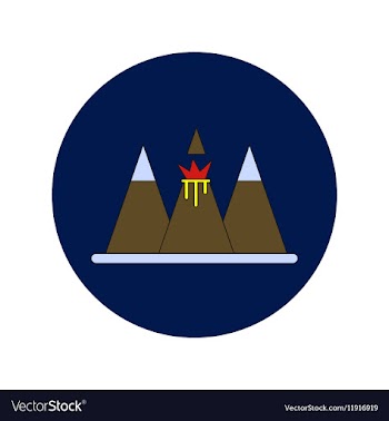 In flat design of volcano vector image