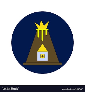 In flat design of volcano vector image