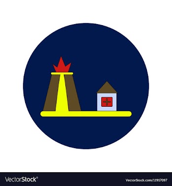 In flat design of volcano vector image