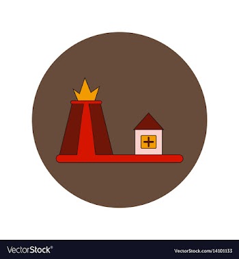 In flat design of volcano vector image