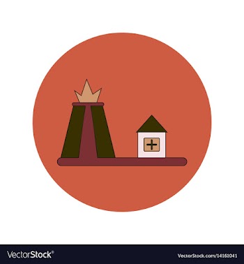 In flat design of volcano vector image