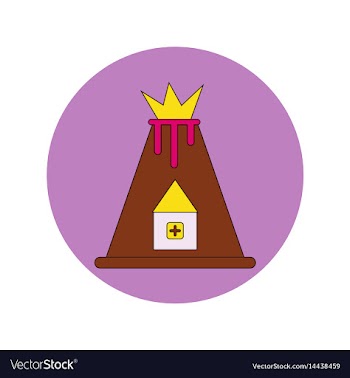 In flat design of volcano vector image