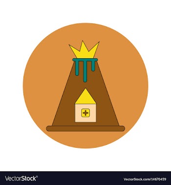 In flat design of volcano vector image