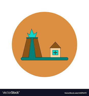 In flat design of volcano vector image