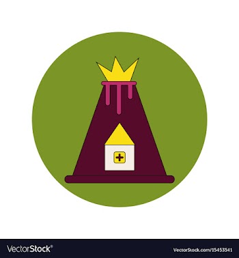 In flat design of volcano vector image