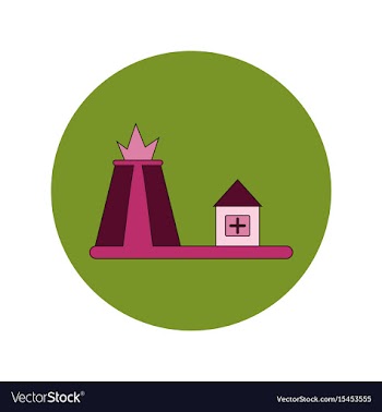 In flat design of volcano vector image
