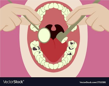 In flat design oral cavity and dental instruments vector image