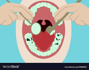 In flat design oral cavity and dental instruments vector image