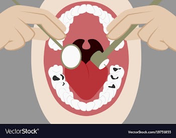 In flat design oral cavity and dental instruments vector image