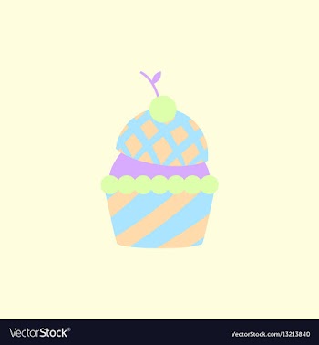 In flat style cherry cupcake vector image