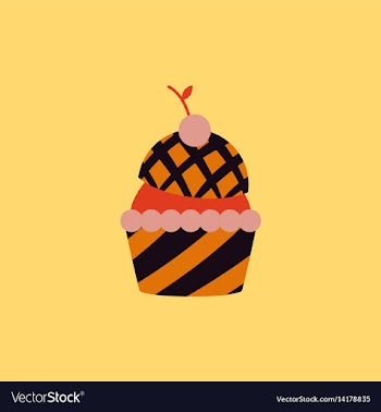 In flat style cherry cupcake vector image