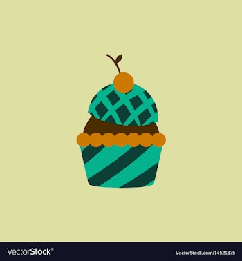 In flat style cherry cupcake vector image
