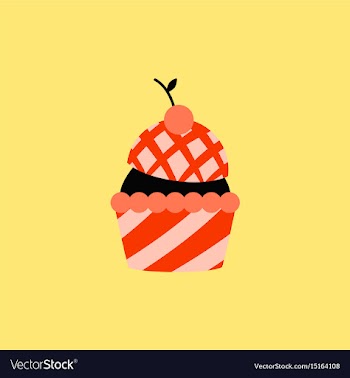 In flat style cherry cupcake vector image