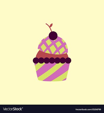 In flat style cherry cupcake vector image