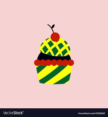 In flat style cherry cupcake vector image
