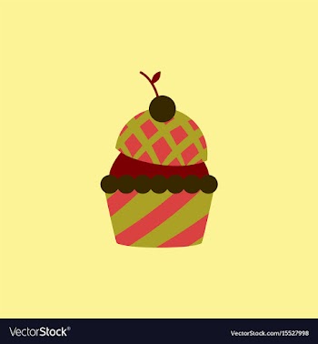 In flat style cherry cupcake vector image
