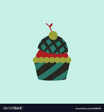 In flat style cherry cupcake vector image