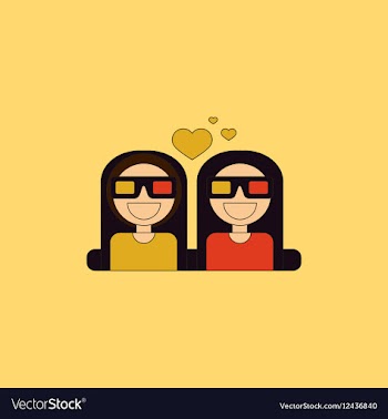 In flat style girls at the vector image