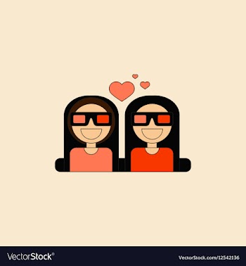 In flat style girls at the vector image
