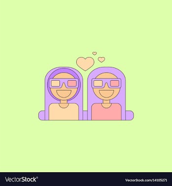 In flat style girls at the vector image