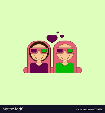 In flat style girls at the vector image