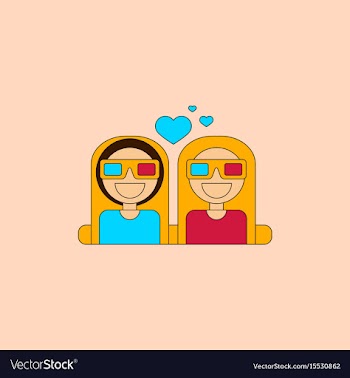 In flat style girls at the vector image