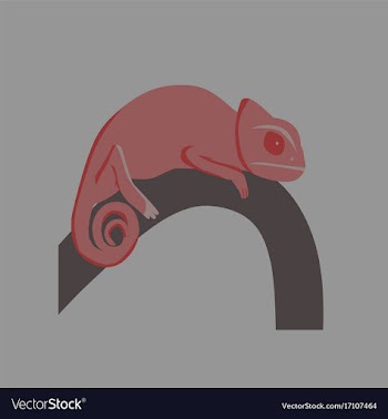 In flat style of chameleon vector image