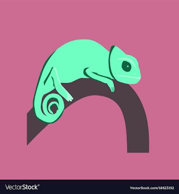 In flat style of chameleon vector image