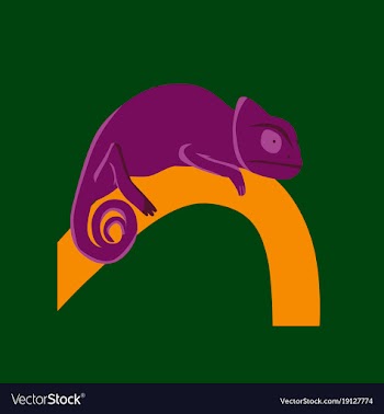In flat style of chameleon vector image