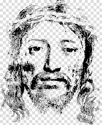 In His Steps: What Would Jesus Do? Holy Face of Jesus Crown of thorns Christianity, hand painted watercolor blue sky with white clouds transparent background PNG clipart