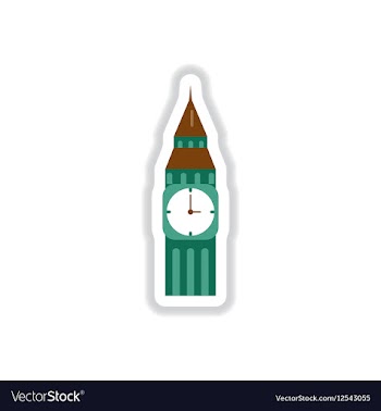 In paper sticker style big ben vector image