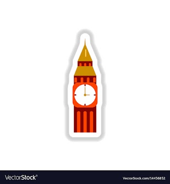 In paper sticker style big ben vector image