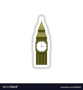 In paper sticker style big ben vector image