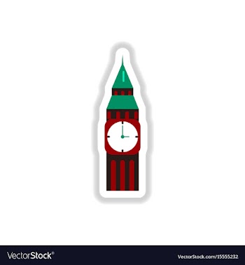 In paper sticker style big ben vector image