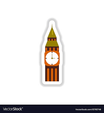 In paper sticker style big ben vector image