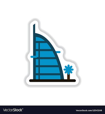 In paper sticker style Burj Al vector image
