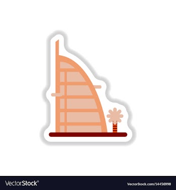 In paper sticker style burj al vector image