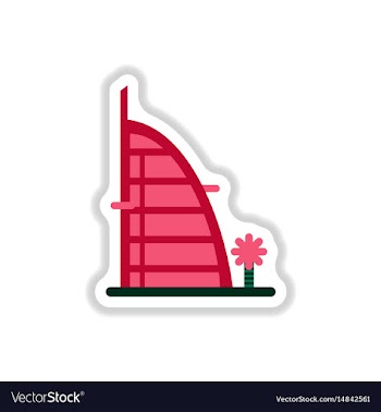 In paper sticker style burj al vector image