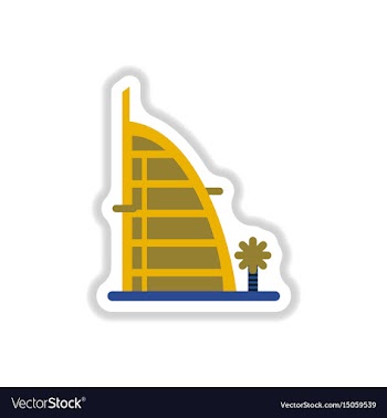 In paper sticker style burj al vector image