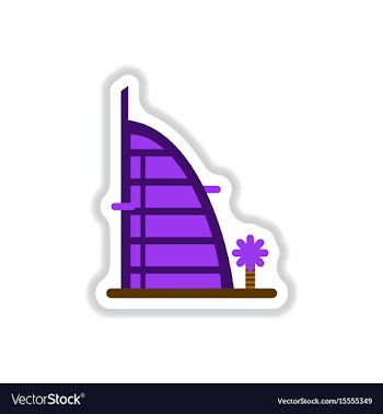 In paper sticker style burj al vector image