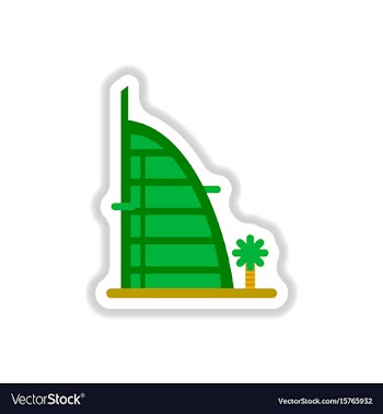 In paper sticker style burj al vector image