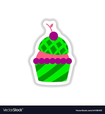 In paper sticker style cherry vector image