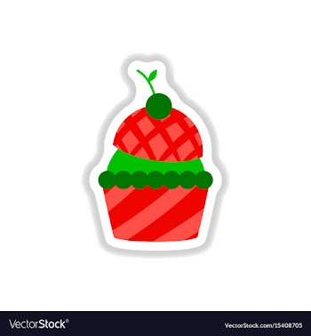 In paper sticker style cherry vector image
