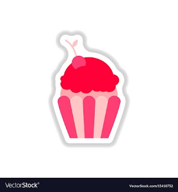 In paper sticker style cherry vector image
