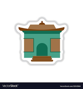 In paper sticker style Chinese vector image