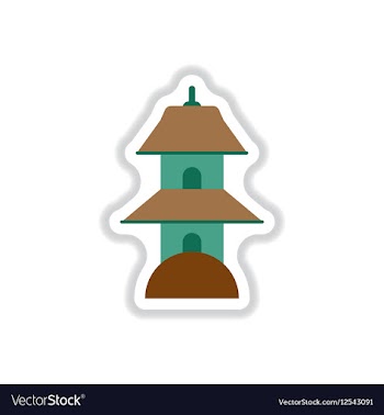 In paper sticker style Chinese vector image